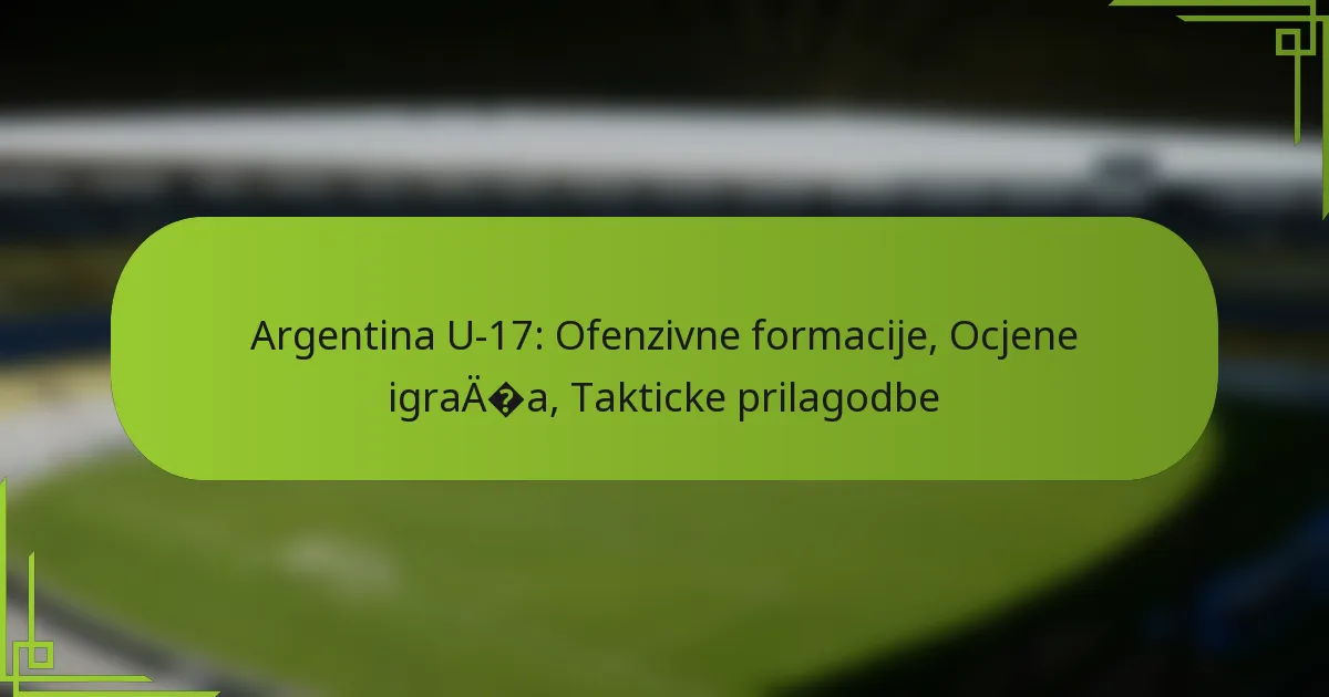 Argentina U-17: Ofenzivne formacije, Ocjene igrača, Takticke prilagodbe