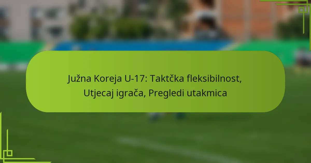 Južna Koreja U-17: Taktčka fleksibilnost, Utjecaj igrača, Pregledi utakmica