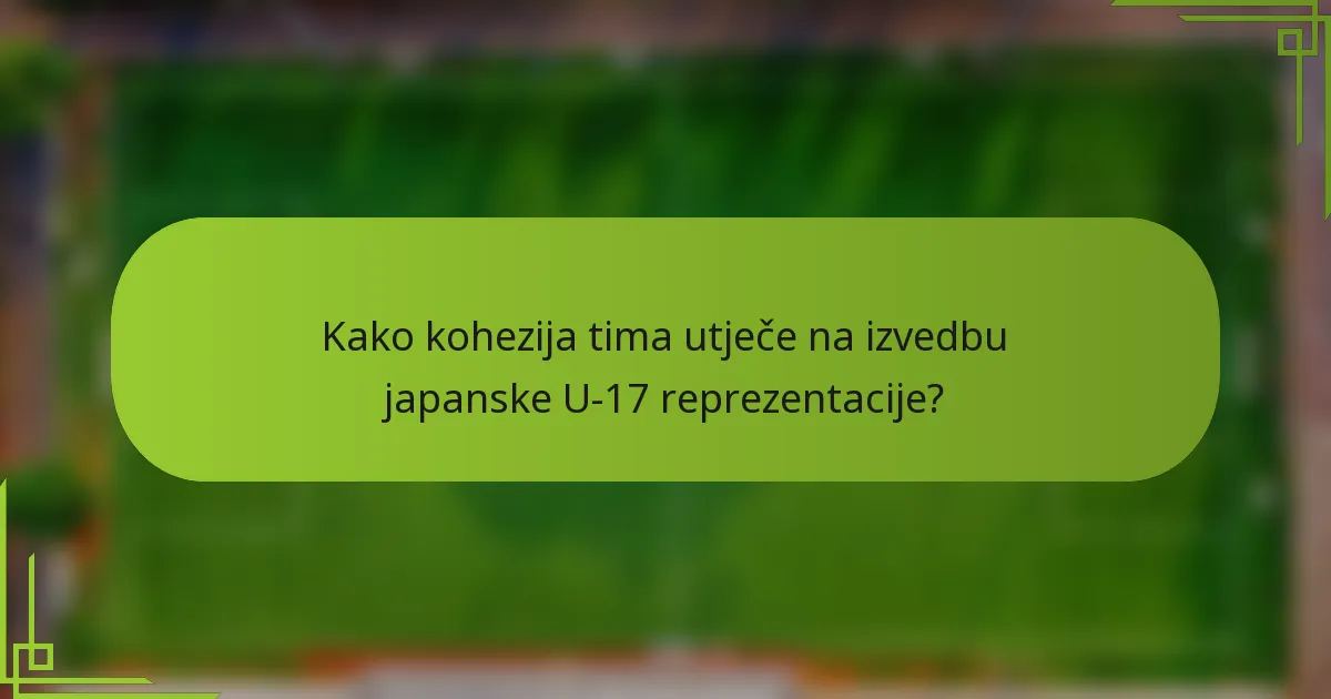 Kako kohezija tima utječe na izvedbu japanske U-17 reprezentacije?