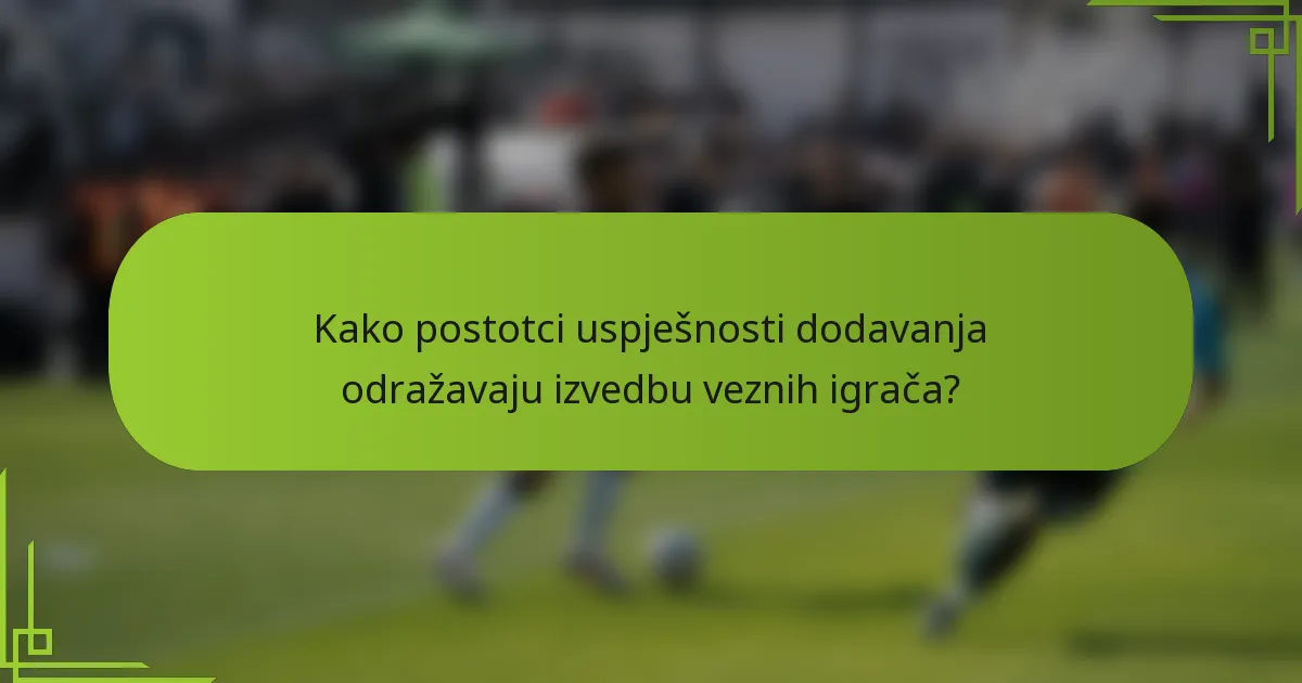 Kako postotci uspješnosti dodavanja odražavaju izvedbu veznih igrača?