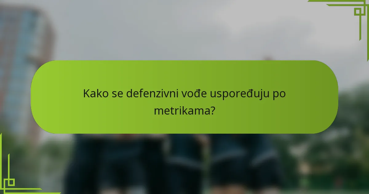 Kako se defenzivni vođe uspoređuju po metrikama?