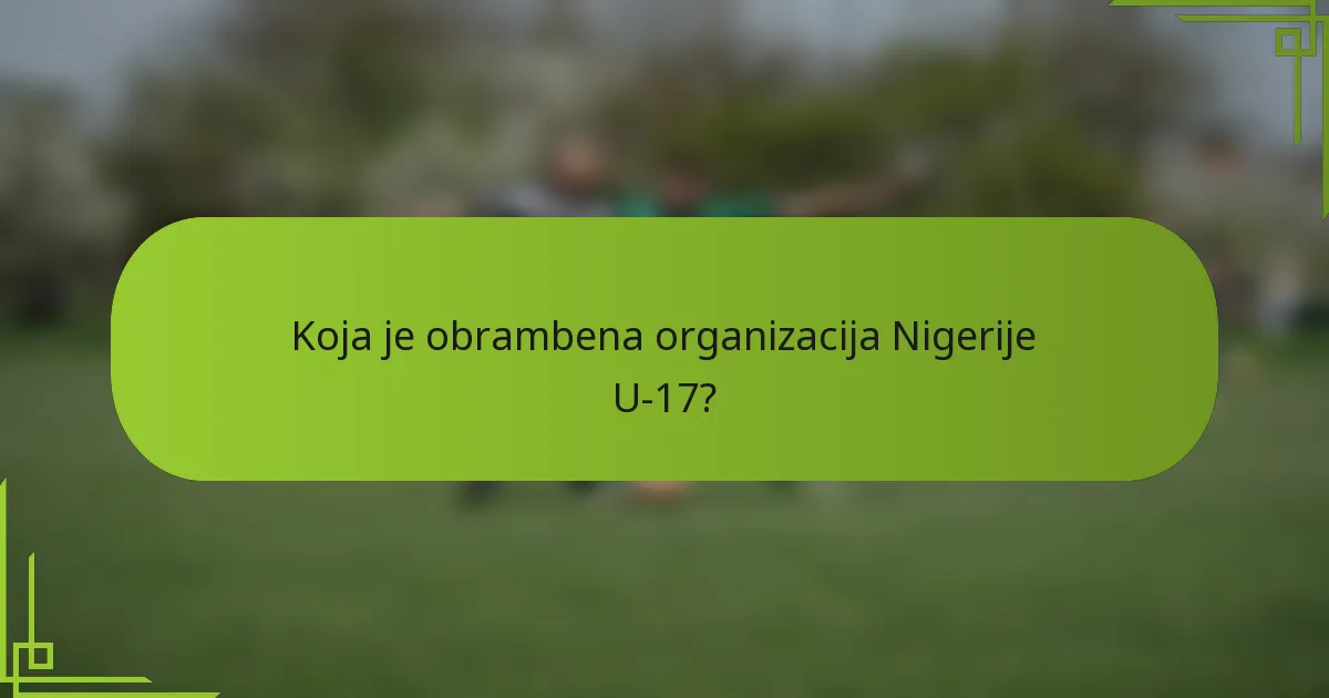 Koja je obrambena organizacija Nigerije U-17?