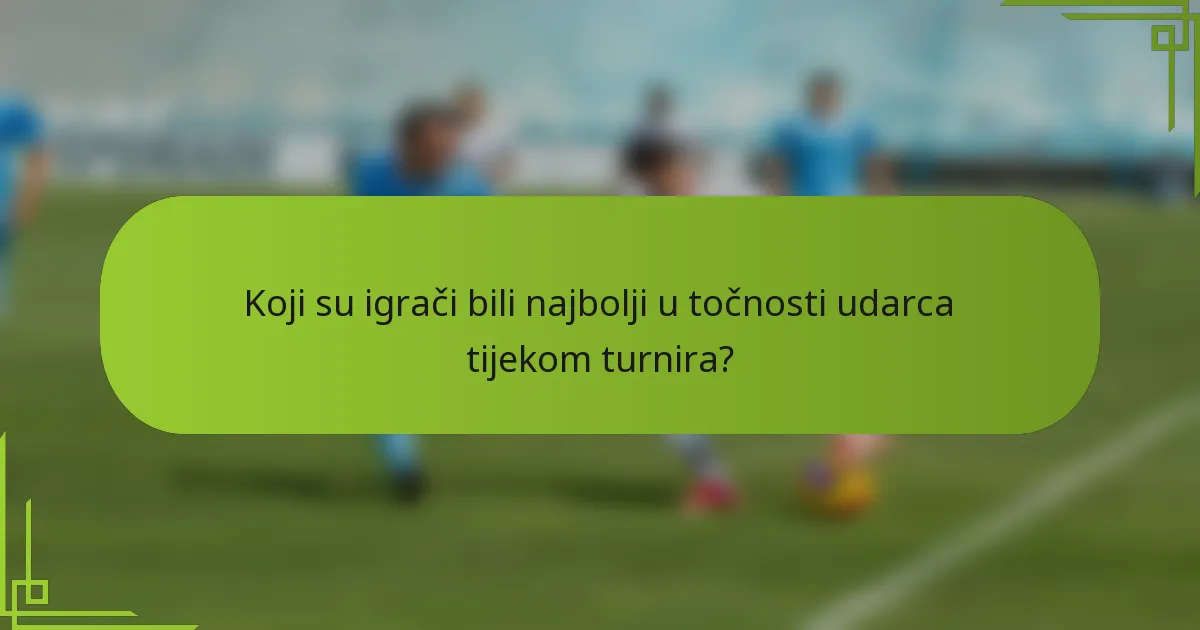 Koji su igrači bili najbolji u točnosti udarca tijekom turnira?