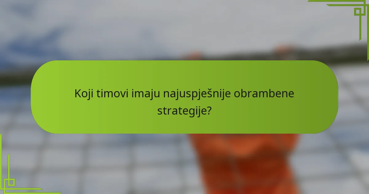 Koji timovi imaju najuspješnije obrambene strategije?